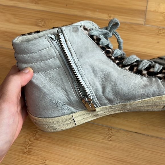 Golden Goose Slide leopard print calf hair high top sneakers - Picture 9 of 12